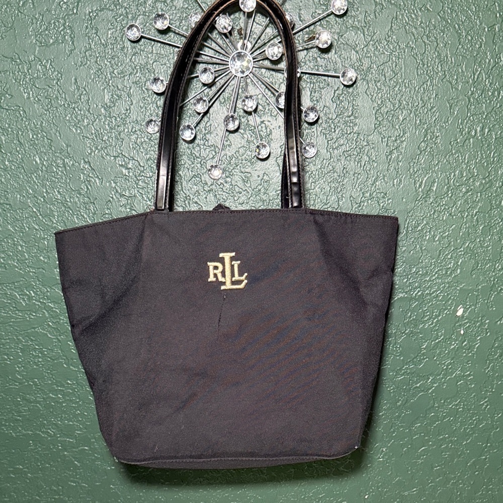 Vintage Ralph Lauren Black Canvas Purse Tote Women's Handbag